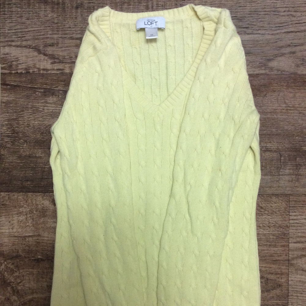 Loft yellow cable knit fitted sweater xs